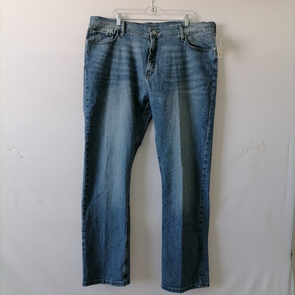 NWT Nautica Denim Men's Sky Blue High Rise Slim Straight Fit Jeans Size 42x32